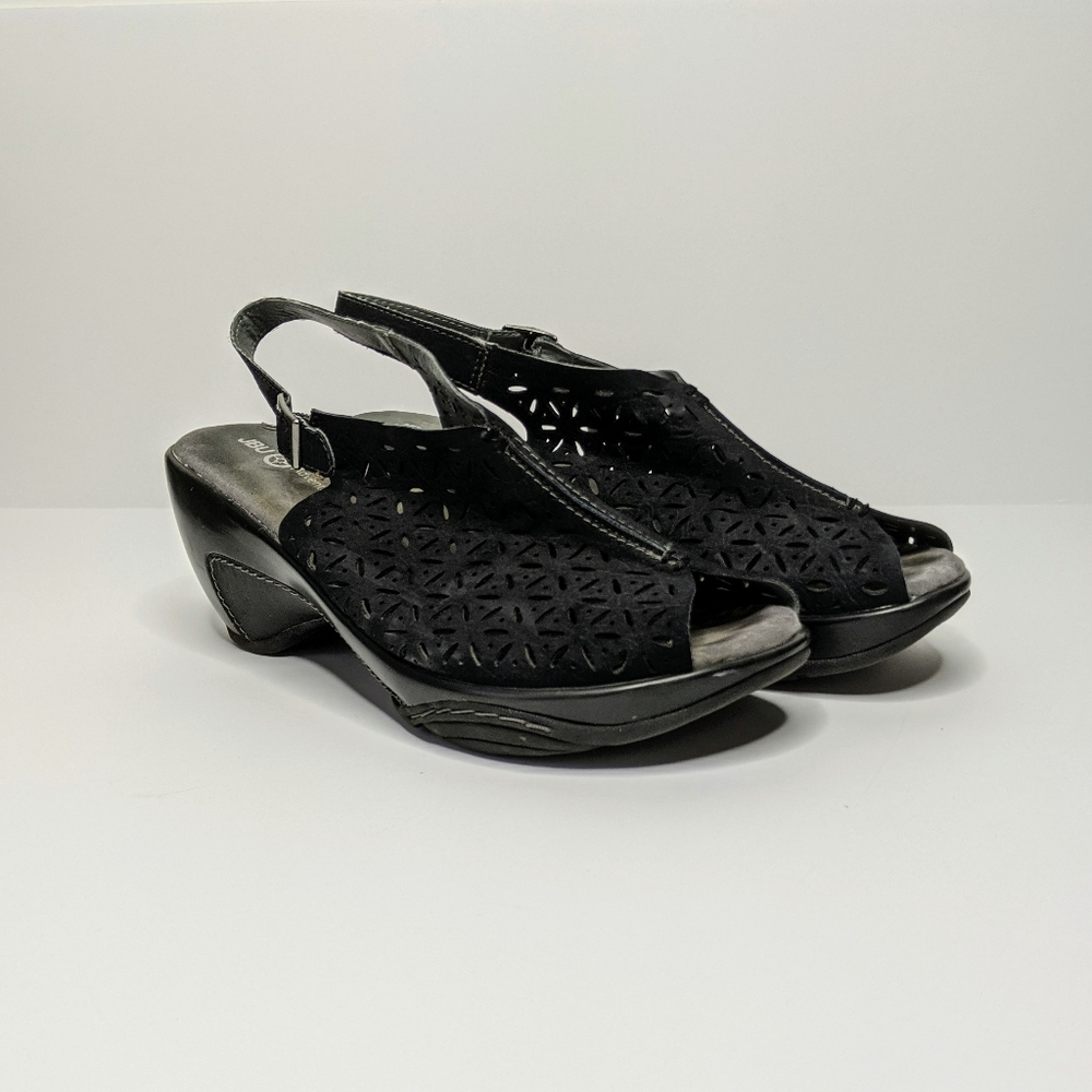 JBU by Jambu Black Monica Wedge Sling Back Sandals